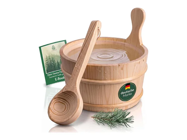 Cubo de sauna CozyNature de pino con cazo (4 l)