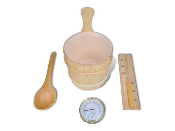 vidaXL Sauna-Set: Kübel, Kelle, Sanduhr und Thermometer