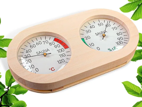 Sauna-Thermometer und Hygrometer aus Holz (2 in 1)